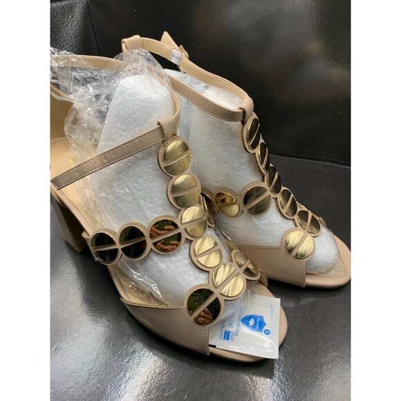 Midnight Velvet Medallion Sandal Heels Color Nude Size 10M - Picture 6 of 10